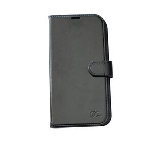 Bocasal Wallet‎ Phone Case for iPhone 15 Plus Dual Camera Genuine Leather Black